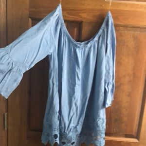 Light Blue Off the Shoulder Long Sleeve